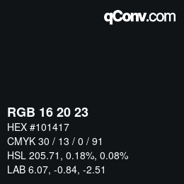 カラーコード: RGB 16 20 23 | qconv.com