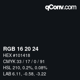 カラーコード: RGB 16 20 24 | qconv.com