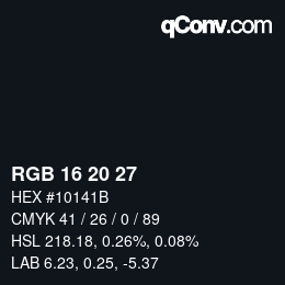 Color code: RGB 16 20 27 | qconv.com