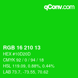 Color code: RGB 16 210 13 | qconv.com