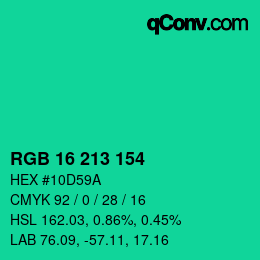 Color code: RGB 16 213 154 | qconv.com