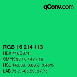 Color code: RGB 16 214 113 | qconv.com