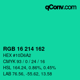 Color code: RGB 16 214 162 | qconv.com