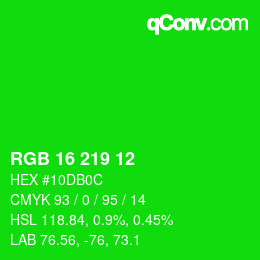 Color code: RGB 16 219 12 | qconv.com