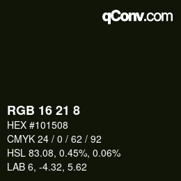 Color code: RGB 16 21 8 | qconv.com