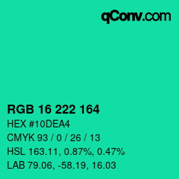 Color code: RGB 16 222 164 | qconv.com