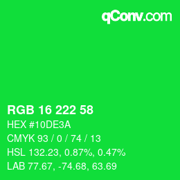 Color code: RGB 16 222 58 | qconv.com