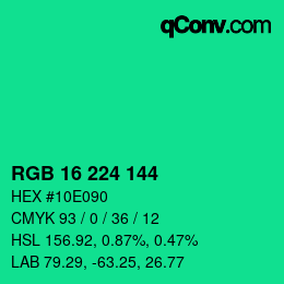 Código de color: RGB 16 224 144 | qconv.com