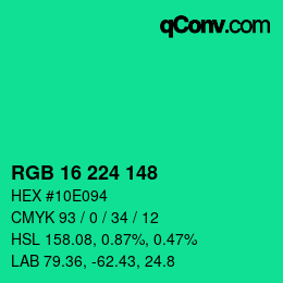 Color code: RGB 16 224 148 | qconv.com
