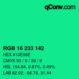 Color code: RGB 16 233 142 | qconv.com