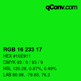 Color code: RGB 16 233 17 | qconv.com