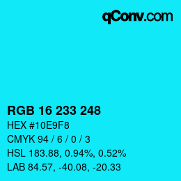 Color code: RGB 16 233 248 | qconv.com