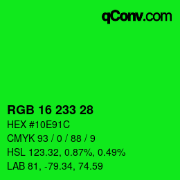 Color code: RGB 16 233 28 | qconv.com