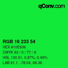 Color code: RGB 16 233 54 | qconv.com