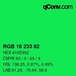 Color code: RGB 16 233 82 | qconv.com
