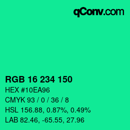 颜色代码: RGB 16 234 150 | qconv.com