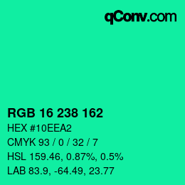 Color code: RGB 16 238 162 | qconv.com