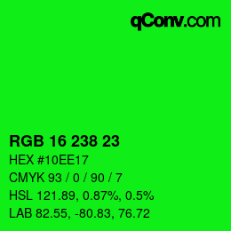 Color code: RGB 16 238 23 | qconv.com