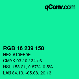 Color code: RGB 16 239 158 | qconv.com