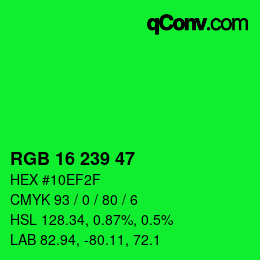 Color code: RGB 16 239 47 | qconv.com