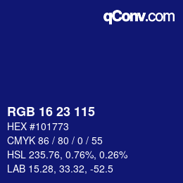 Color code: RGB 16 23 115 | qconv.com