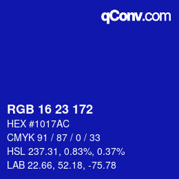 Color code: RGB 16 23 172 | qconv.com