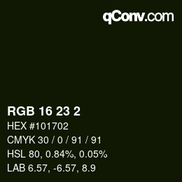 カラーコード: RGB 16 23 2 | qconv.com