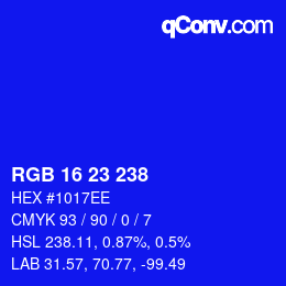 Color code: RGB 16 23 238 | qconv.com