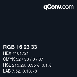 カラーコード: RGB 16 23 33 | qconv.com