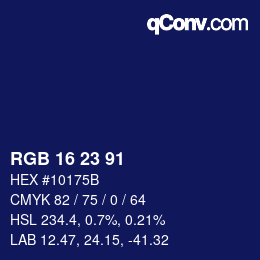 Color code: RGB 16 23 91 | qconv.com