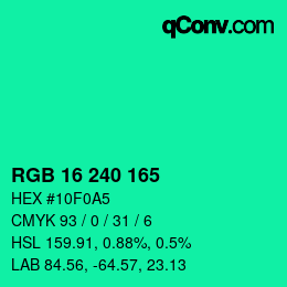 Color code: RGB 16 240 165 | qconv.com