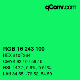 Color code: RGB 16 243 100 | qconv.com