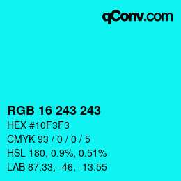 Color code: RGB 16 243 243 | qconv.com