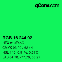 颜色代码: RGB 16 244 92 | qconv.com