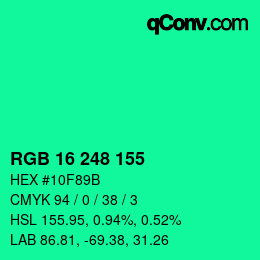Color code: RGB 16 248 155 | qconv.com