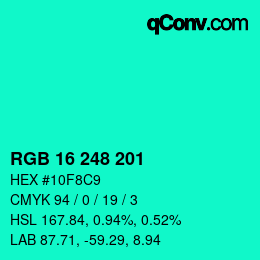 Color code: RGB 16 248 201 | qconv.com