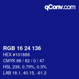 Color code: RGB 16 24 136 | qconv.com