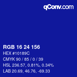 カラーコード: RGB 16 24 156 | qconv.com