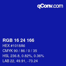 カラーコード: RGB 16 24 166 | qconv.com