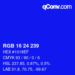Color code: RGB 16 24 239 | qconv.com