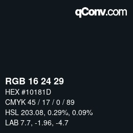 Color code: RGB 16 24 29 | qconv.com