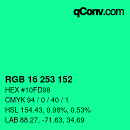 Color code: RGB 16 253 152 | qconv.com