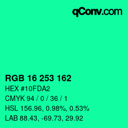 Color code: RGB 16 253 162 | qconv.com