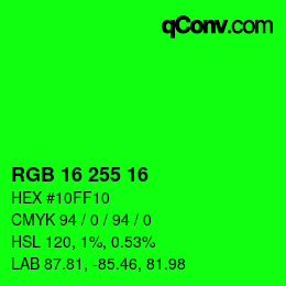 Color code: RGB 16 255 16 | qconv.com