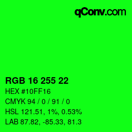 Color code: RGB 16 255 22 | qconv.com