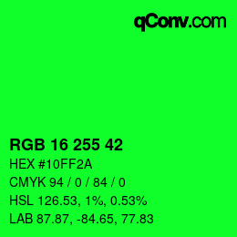 Color code: RGB 16 255 42 | qconv.com