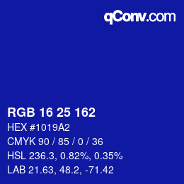 Color code: RGB 16 25 162 | qconv.com