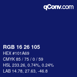 Color code: RGB 16 26 105 | qconv.com