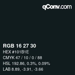 Color code: RGB 16 27 30 | qconv.com