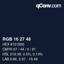 Farbcode: RGB 16 27 48 | qconv.com